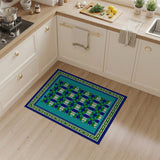 Interlocking Geometric Blue Teal Area Rug