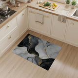 Gold Veined Black Marble Abstract Area Rug