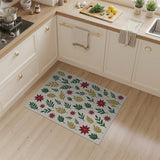 Red Poinsettia Gold Leaf Floral Area Rug