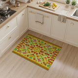 Vibrant Yellow Red Green Geometric Floral Rug