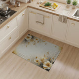 Opulent Gold-Leaf Hibiscus Floral Area Rug