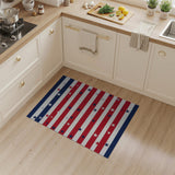 ODIKA Patriotic Stars and Stripes Washable Low Pile Area Rug - Non-Slip & Pet Friendly
