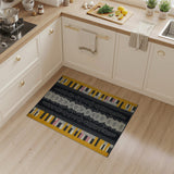 Bold Black Yellow Stripe Geometric Area Rug