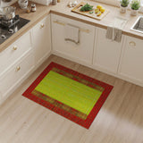 Red Bordered Yellow Pixel Geometric Area Rug