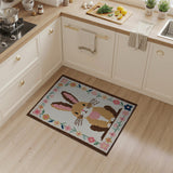Adorable Bunny with Floral Border Area Rug