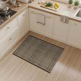 Brown Tan Geometric Grid Mosaic Rug