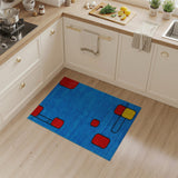 Vibrant Blue Geometric Abstract Area Rug