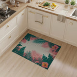 Distressed Tropical Palm Hibiscus Area Rug
