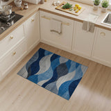 Geometric Modern Blue Wave Geometric Area Rug