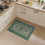 Intricate Teal Persian Area Rug with Ivory Field
