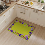 Sunny Yellow Area Rug with Purple-Pink Orchid Border