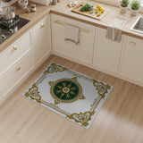 Opulent Gold Baroque Medallion Area Rug with Emerald Core