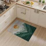 Golden Sun Over Layered Green Mountains Rug