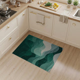 Green Emerald Wave Abstract Area Rug