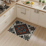 Southwestern Teal Terracotta Geometric Tribal Rug
