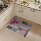 Pink Grey Geometric Abstract Area Rug