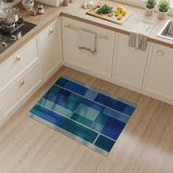 Blue Teal Geometric Block Area Rug
