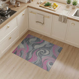 Pink Abstract Pink Wave Grey Area Rug