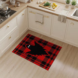 Spooky Ghost Red Black Plaid Area Rug
