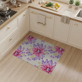 ODIKA Pink & Purple Floral Washable Area Rug - Low Pile Non-Slip Indoor Carpet, Pet & Kid Friendly