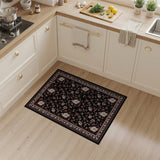 Black Rose Floral Vintage Area Rug
