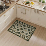 Ivory Teal Floral Traditional Persian Area Rug