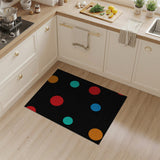 Vibrant Multi-Color Polka Dot Area Rug on Black