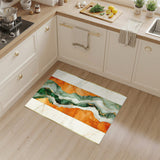 Green Orange Marble Swirl Abstract Area Rug