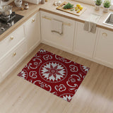 Ornate Snowflake Medallion Red Area Rug