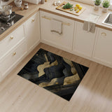 Black Gold Abstract Mountain Wave Rug