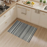 Striped Black White Striped Woven Area Rug