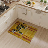 Golden Tiger Area Rug with Red Tribal Borders