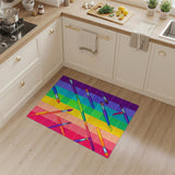 Rainbow Paintbrush Washable Area Rug