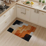 ODIKA Washable Abstract Wavy Rug - Modern Terracotta & Charcoal Low Pile Area Rug