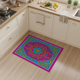 Vibrant Pink Persian Area Rug with Blue Gold Motifs
