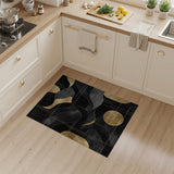 ODIKA Modern Abstract Black & Gold Washable Rug - Low Pile Non-Slip Area Rug