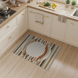 Modern Beige Striped Area Rug with Central Circle