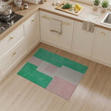 Green Pink Geometric Block Area Rug