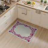 Ornate Pink Floral Bird Border Area Rug