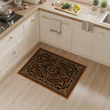 Orange on Black Persian Medallion Area Rug