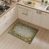 Vintage Pink Floral Vine Border Area Rug