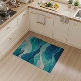 Teal Ocean Wave Abstract Area Rug