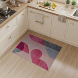 Vibrant Pink Grey Geometric Abstract Rug