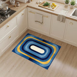 Blue and Teal Blue and Gold Geometric Area Rug
