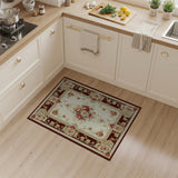 Elegant Ivory Peony Floral Area Rug with Burgundy Border