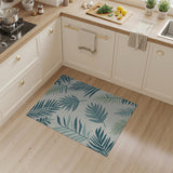 Teal Palm Frond Coastal Coastal Beach Area Rug