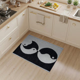 Black and White Geometric Modern Yin-Yang Black White Geometric Area Rug