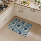 Cute Cartoon Polar Bears Blue Kids Rug