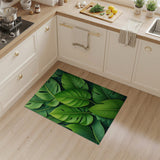Green Lush Overlapping Monstera Leaves Area Rug