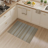 Beige and Neutral Beige Striped Woven Fringe Area Rug